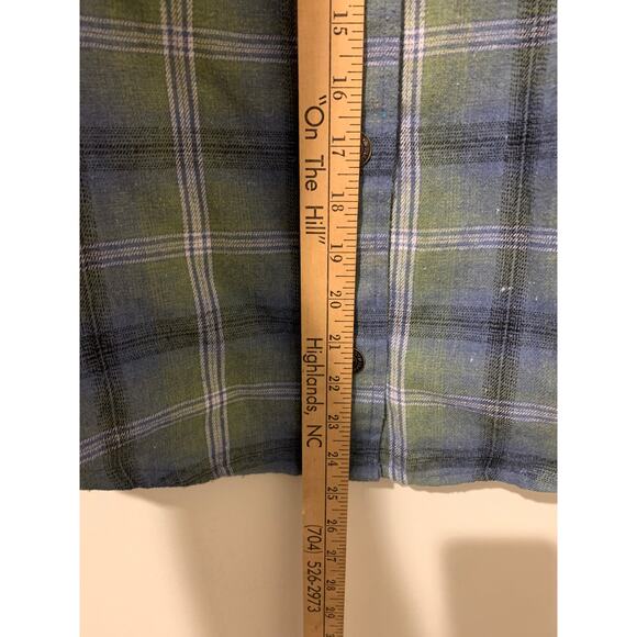 True Religion Long Sleeve Button Down Shirt Graphic Large Letter Medium Plaid - Picture 8 of 9